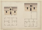 Wilhelmsthal, Domäne, Bauaufnahme der Häuser für die Gartenknechte, Grund- und Aufriß