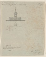 Bad Hersfeld, Entwurf zum Rathausbrunnen, Grund- und Aufriß (recto); Skizze (verso)