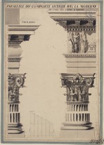 Vergleichsstudie einer kompositen Säulenordnung des Löwenbogens in Verona und nach A. Palladio, Aufriß
