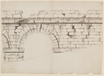 Kassel-Wilhelmshöhe, Aquädukt, Detailentwurf zum ersten Bogen von Westen, Aufriß von Norden