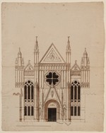 Kassel-Wilhelmshöhe, Löwenburg, Entwurf zur Fassade der Kapelle, Aufriß