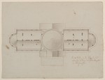 Kassel-Wilhelmshöhe, Schloß, Corps de Logis, Entwurf zum Dach und zur Kuppel, Grund- und Aufriß