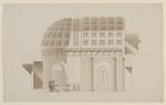 Kassel-Wilhelmshöhe, Schloß, Kirchflügel, Entwurf zur Kapelle mit Blick nach Norden, Längsschnitt