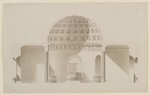 Kassel-Wilhelmshöhe, Schloß, Kirchflügel, Entwurf zur Kapelle mit Blick nach Westen, Querschnitt