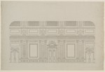 Kassel-Wilhelmshöhe, Schloß, Corps de Logis, Entwurf zur Längswand des großen Salons der Beletage (Raum 56), Aufriß