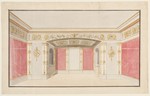 Kassel-Wilhelmshöhe, Schloß, Corps de Logis, Entwurf zur Wanddekoration des Billardzimmers im Erdgeschoß, perspektivische Ansicht