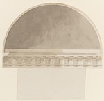 Kassel-Wilhelmshöhe, Schloß, Kirchflügel, Entwurf zur Kapelle mit Blick nach Osten zum Fürstenstand, Querschnitt