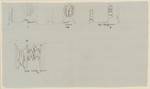 Kassel-Wilhelmshöhe, Schloß, Corps de Logis, Skizzen zu vier Tapetenleisten in der Beletage, Ansicht