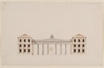 Kassel, Wilhelmshöher Tor, Projekt im "griechischen" Stil, Entwurf mit sechssäuligem Mittelbau, Aufriß von Osten