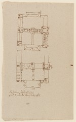 Meiningen, zweiter Entwurf zum Marstall, Skizze zum Erd- und Obergeschoß, Grundriß