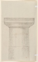 Kassel, Frankfurter Tor, Skizzenblatt mit dem Oberteil einer dorischen Säule, Aufriß (recto); Entwurf zu einer Säule der Tür, Aufriß (verso)