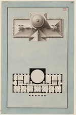 Braunschweig, Palais Veltheim, Entwurf zum Mezzaningeschoß, Grundriß und Dachaufsicht