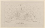 Tivoli, Blick durch einen verschütteten Bogen in ein Gewölbe, perspektivische Ansicht