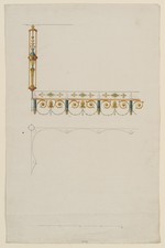 Kassel-Wilhelmshöhe, Schloß, Corps de Logis, Entwurf zu einer Billardtischbeleuchtung, Seitenansicht und Aufsicht
