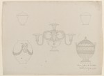 Rom, Nachzeichnung mehrerer Gefäße und eines Leuchters, Umrißzeichnung und Ansicht