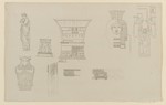 Skizzen verschiedener Dekorationselemente, größtenteils im ägyptischen Stil nach G. B. Piranesi, Ansicht