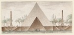 Entwurf zweier Pyramiden und eines Obelisken, Aufriß
