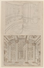 Entwurfsskizzen zu einem Mausoleum (recto und verso), perspektivische Ansicht