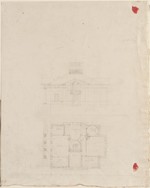 Studie einer klassischen Villa, Studienblatt, Grund- und Aufriß (recto), unvollendete Skizze einer Fassade (verso)