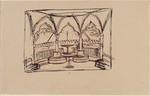 Sintra, Schloß Pena, Entwurfsskizze für eine maurische Veranda, perspektivische Ansicht