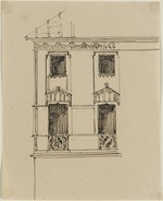 Entwurfsskizze für eine Fassade im neogotischen Stil, Aufriß
