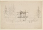 Kassel-Wilhelmshöhe, Löwenburg, Entwurf zur Tribüne am Turnierplatz mit den umgebenden Terrassen, Aufriß