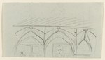 Entwurfsskizze für einen Saal mit Kreuzgratgewölben, Längsschnitt