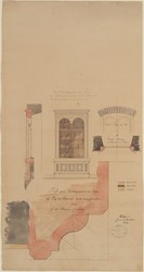 Hanau, Kaserne, Entwurf zum Profil des Fenstergewändes am Erker, Aufrisse und Schnitte