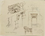 Entwurfsskizze mit Fenster- und Treppendetails, Aufriß
