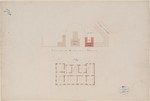 Kassel, "Haus Ruhl", Entwurf als Akademie, Lageplan und Grundriß der dritten Etage