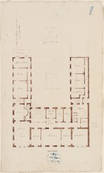 Kassel, "Haus Ruhl", Entwurf zur Beletage, Grundriß (recto); zwei Skizzen (verso)