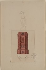Kassel, Weißes Palais, Beletage, Roter Saal (?), Entwurf für eine Ofenummantelung, Ansicht