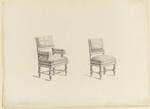 Entwurf für zwei Stühle, perspektivische Ansicht