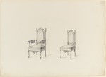 Entwurf für zwei Stühle, perspektivische Ansicht