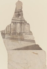 Fragment eines Bühnenbilds (?), Terrasse mit Kolonnade, perspektivische Ansicht