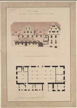 Kassel, Städtisches Tuchhaus und Hauptwache am Gouvernementsplatz, Bauaufnahme, Grund- und Aufriß