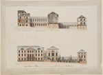 Kassel, Weißes Palais, Präsentationszeichnung, Aufriß und Längsschnitt
