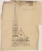 Kassel, englische Kirche St. Alban, Entwurf zur Turmerhöhung, Aufriß der Ostseite (Kopie?)