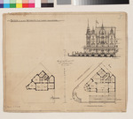 Kassel, Entwurf für den ehem. Wehlheider Hof (Wilhelmshöher Allee 116), Ansicht und Grundriß