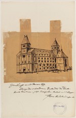 Guxhagen-Breitenau, ehem. Benediktinerklosterkirche St. Maria, Entwurf, perspektivische Ansicht mit Änderungsvorschlägen
