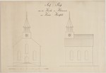 Kleinensee, ev. Kirche, Entwurf der Eingangsfront und der Südseite, Aufriß