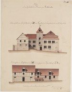 Rothwesten, Domäne, Bauaufnahme von Wohngebäude und Pferdestall, Aufrisse