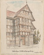 Spangenberg, Ansicht des Hauses Nr. 110, Studienblatt, persepektivische Darstellung