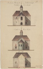 Wilhelmshausen, ehem. Zisterzienserinnenklosterkirche, Bauaufnahme und Entwurf, Ansicht und Schnitt