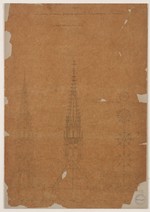 Marburg, Elisabethkirche, Dachreiter, Entwurf für Neubau des östlichen Glockenturms, Grundriß und Schnitt