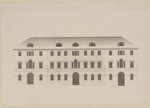 Kassel, Hofverwaltungsgebäude, erster Fassadenentwurf, Aufriß der Vorderfront