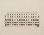 Kassel, Hofverwaltungsgebäude, dritter Fassadenentwurf, Kirchenseite, Aufriß