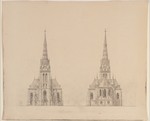 Kassel, Lutherkirche, erste Entwurfsphase, Aufriß der Ost- und Westfassade