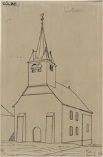 Coelbe, ehem. Kirche, Bauaufnahme, perspektivische Ansicht von Südwesten