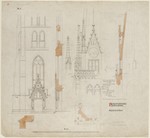 Kassel, Lutherkirche, Entwurf zum Turm, Detailaufriß und Schnitt